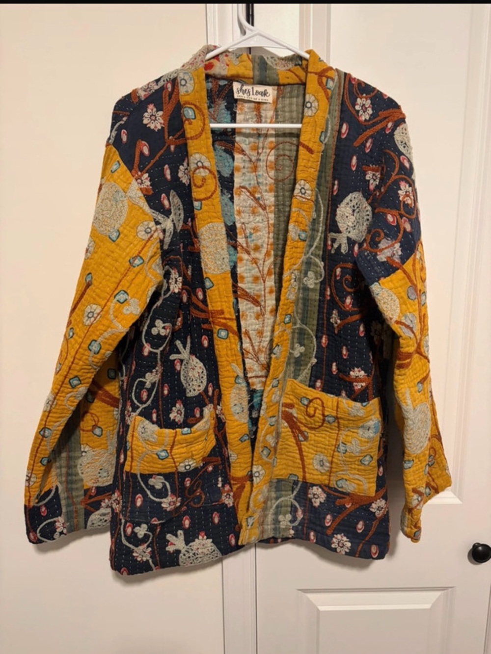 She’s1Oak Vintage Kantha Blazer Jacket Embroidered Boho Ornate Made In India